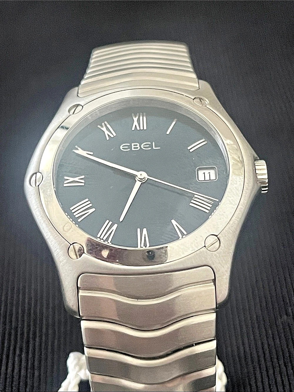 Ebel Classic Wave Stainless Steel Watch in Silver & Black